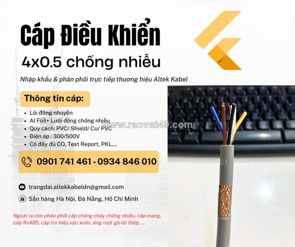 Cáp điều khiển 4x0.5 có lưới chống nhiễu altel kabel tại hà nội, sơn la, hưng yên