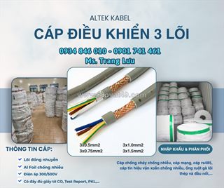 Cáp điều khiển altek kabel 3x0.5/3x0.75/3x1.0/3x1.5 tại hà nội, đà nẵng, hcm
