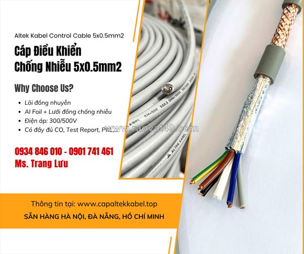 Cáp điều khiển, cáp chỗng nhiễu altek kabel 5x0.5 sài gòn, đồng nai, khánh hòa, bình dương