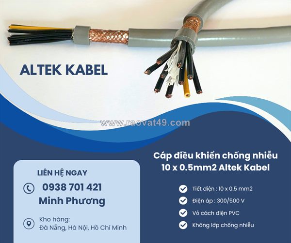 Cáp điều khiển chống nhiễu 10x0.5mm2 tại gia lai, quảng trị, bình định
