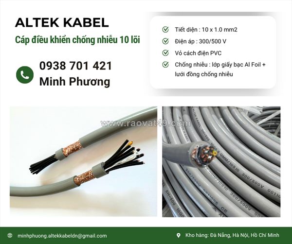 Cáp điều khiển chống nhiễu 10x1.0mm2 giá tốt cho công trình