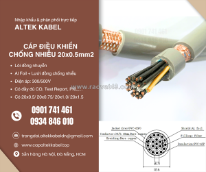 Cáp điều khiển chống nhiễu 20x0.5 altek kabel sẵn hà nội, hưng yên, bắc giang