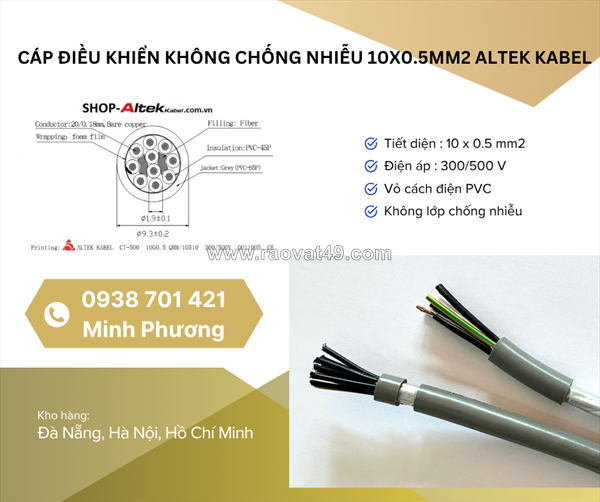 Cáp điều khiển không lưới chống nhiễu 10x0.5mm2 – giải pháp tiết kiệm cho hệ thống tín hiệu