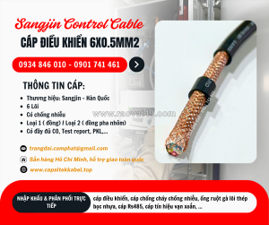 Cáp điều khiển sangjin 6x0.5/6x0.75/6x1.25/6x1.5/6x2.5 tại sài gòn