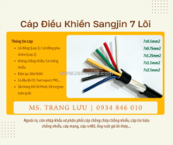 Cáp điều khiển sangjin 7x0.5/7x0.75/7x1.25/7x1.5/7x2.5 sẵn sài gòn, bình dương