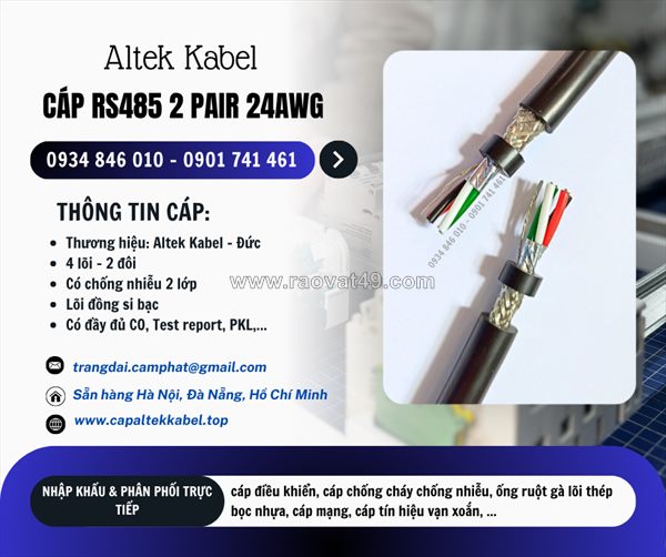 Cáp loa, cáp âm thanh, cáp truyền thông rs485 2 pair 24awg altek kabel tại hà nội, đà nẵng, hcm
