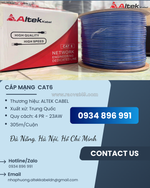 Cáp mạng altek kabel cat6 – 23awg đà nẵng, hà nội, hồ chí minh
