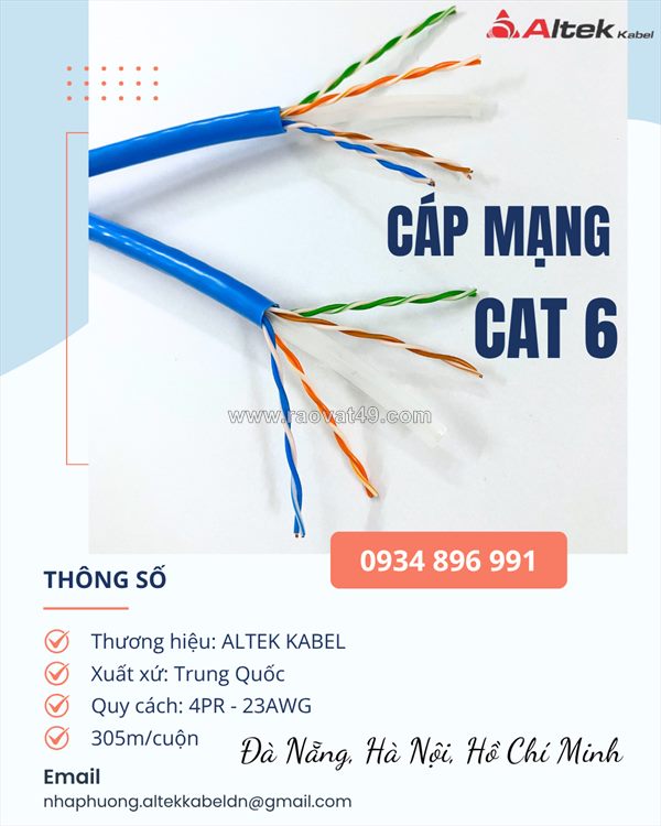 Cáp mạng altek kabel cat6 – 23awg đà nẵng, hà nội, hồ chí minh