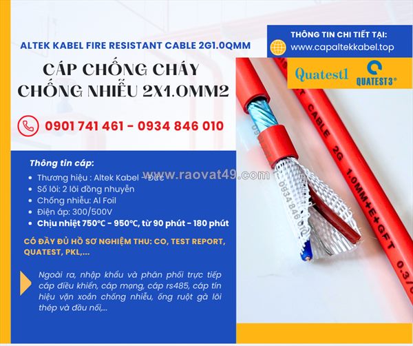 Cáp tín hiệu báo cháy chống cháy chống nhiễu 2x1.0 altek kabel tại đà nẵng, hà nội, hcm