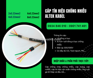 Cáp tín hiệu chống nhiễu 2x0.22/4x0.22/6x0.22/8x0.22 hãng altek kabel