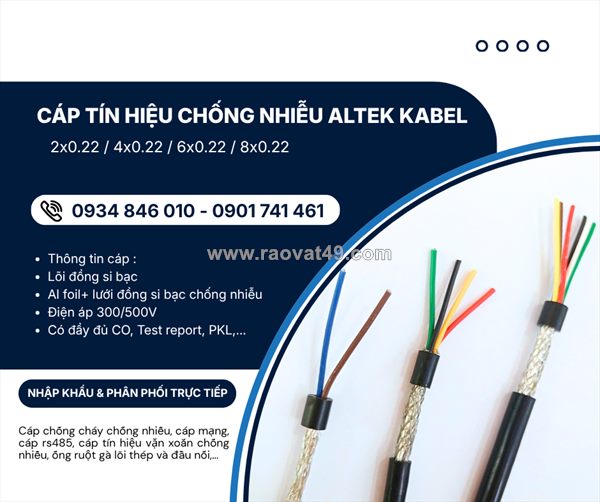 Cáp tín hiệu chống nhiễu 2x0.22/4x0.22/6x0.22/8x0.22 hãng altek kabel