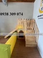 Cầu trượt gỗ liên hoàn trẻ em, thang leo cầu trượt gỗ trẻ em
