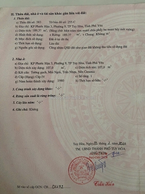 Chính chủ bán nhà đất ở phước hậu 3, tp tuy hòa, tỉnh phú yên cũ.
