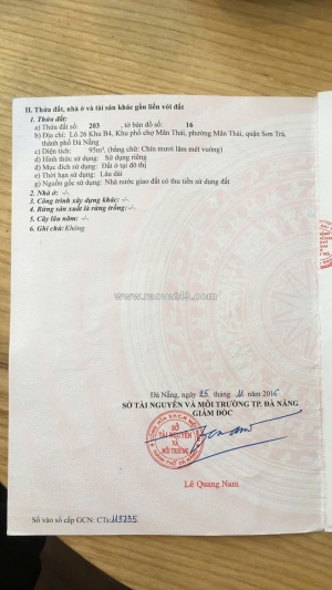 Chính chủ bán nhà diện tích 95 m2 tại  tân thái 9 - sơn trà - đà nẵng.cách biển: 300m.
