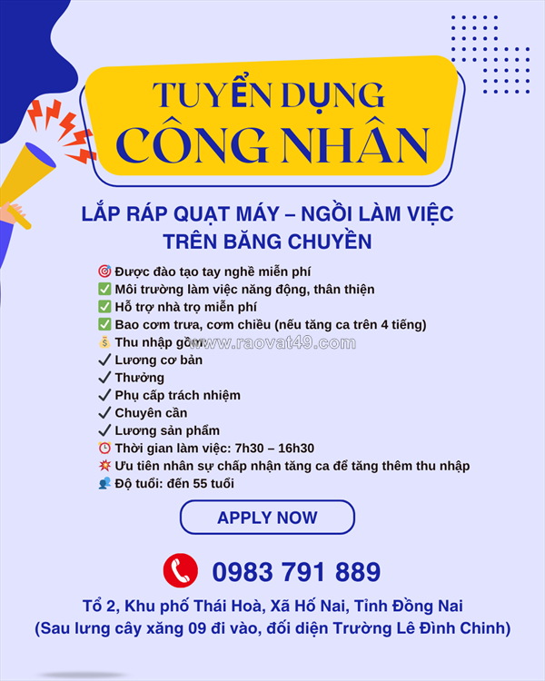 Công nhân lắp ráp quạt máy đồng nai (bao cơm)