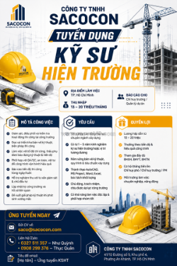 Công ty tnhh sacocon tuyển dụng kỹ sư hiện trường