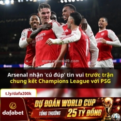 Cú hích cực lớn cho arsenal trước trận chung kết uefa
