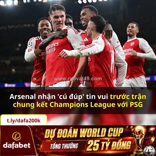 Cú hích cực lớn cho arsenal trước trận chung kết uefa