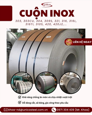 Cuộn inox nhập khẩu chính ngạch đa dạng mác thép: giải pháp xả băng theo yêu cầu, chịu nhiệt và chống ăn mòn vượt trội cho mọi dự án công nghiệp