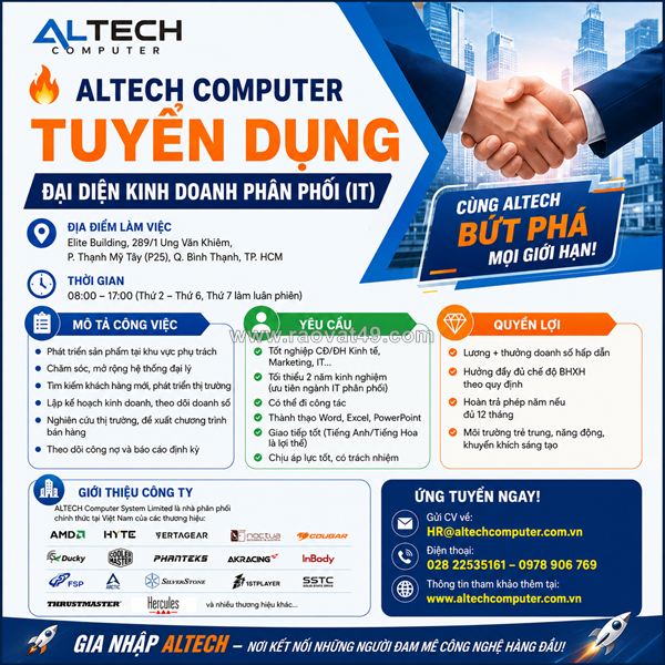 Đại diện kinh doanh phân phối (it) bình thạnh