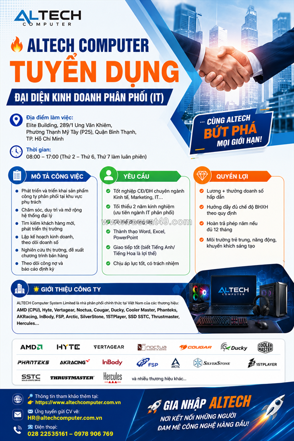 Đại diện kinh doanh phân phối (it) bình thạnh