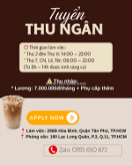 [gấp, ko cần kn] thu ngân quận tân phú