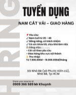 [gấp, làm ngay] 2 nam cắt vải - giao hàng nhà bè