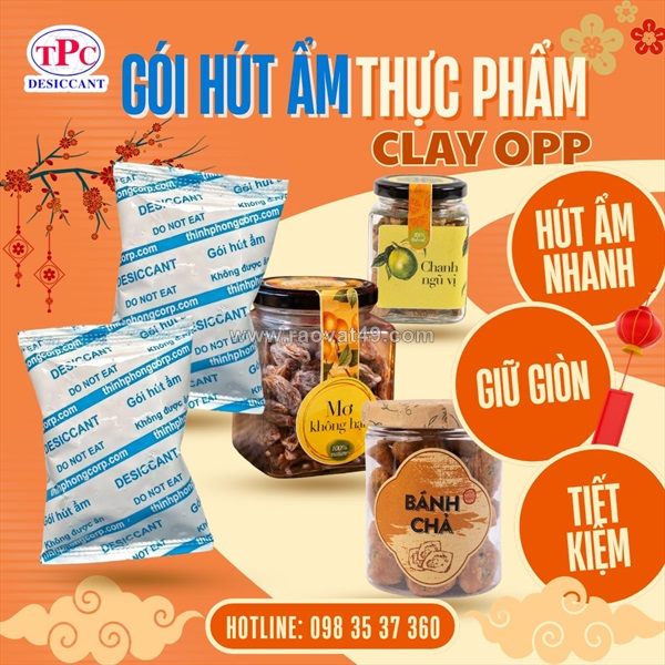 Gói hút ẩm clay dùng cho thực phẩm an toàn và hiệu quả