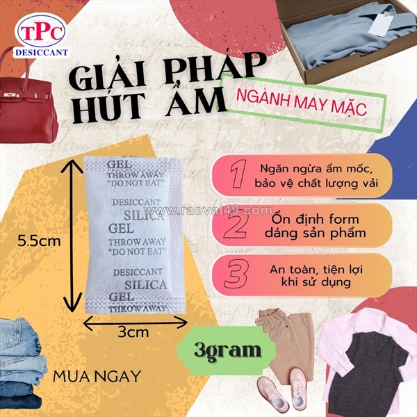 Gói hút ẩm may mặc , chống ẩm mốc vải quần áo, túi xách 0901264474