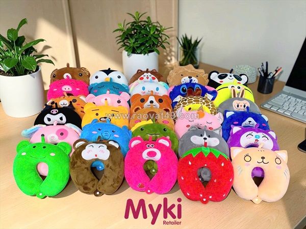 Gối kê cổ bông gòn thêu hoạt hình