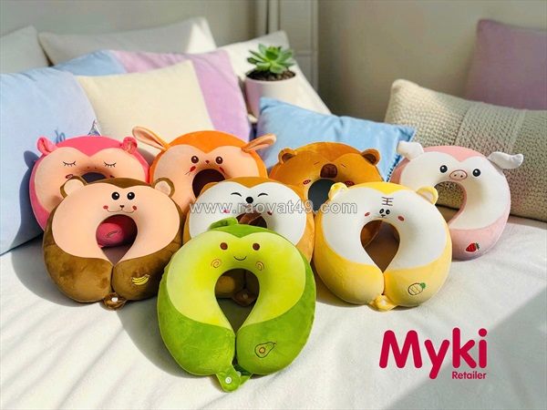 Gối kê cổ cao su non thêu hoạt hình dễ thương