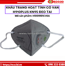 Khẩu trang than hoạt tính h910plus kn95 có van lọc bụi 99%