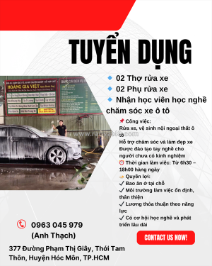 [ko cần kn, bao ăn ở] 4 thợ rửa xe hóc môn