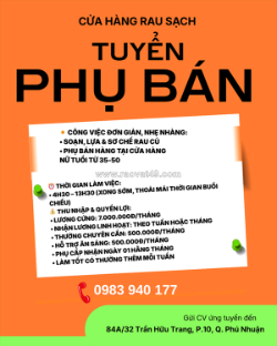 [ko cần kn] nữ nv phụ bán q. phú nhuận