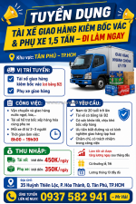 [làm ngay, có thưởng] tài xế, phụ xe tân phú