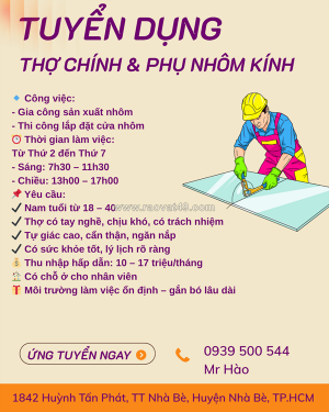 [làm ngay] thợ & thợ phụ nhôm kính huyện nhà bè
