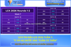 Lịch thi đấu lck 2026 tuần 7: t1 và hle bước vào “tuần tử thần”