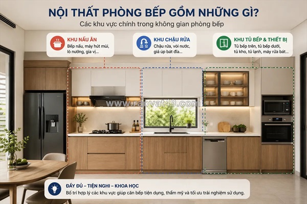 Nội thất phòng bếp đẹp, hiện đại – gợi ý bố trí & lựa chọn phù hợp