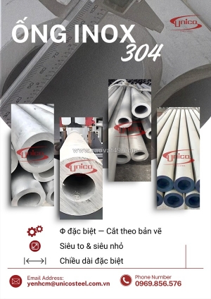 Ống inox 304 sản xuất theo bản vẽ kỹ thuật: giải pháp gia công quy cách phi đặc biệt, cắt lẻ phôi theo yêu cầu thiết kế tại unico steel