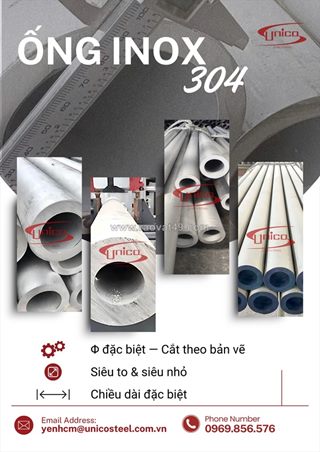 Ống inox 304 sản xuất theo bản vẽ kỹ thuật: giải pháp gia công quy cách phi đặc biệt, cắt lẻ phôi theo yêu cầu thiết kế tại unico steel