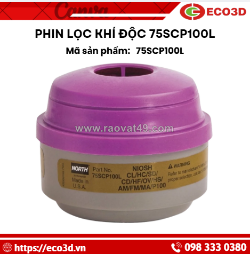 Phin lọc khí độc 75scp100l north – lọc khí độc, hơi acid chuẩn p100