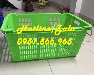 Sóng nhựa đựng trái cây có quai, sọt dùng trong cont lạnh, sọt quai sắt