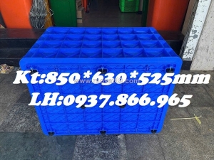 Sọt ship hàng, thùng nhựa có 8 bánh xe, sọt công nghiệp, giá sọt có bánh xe