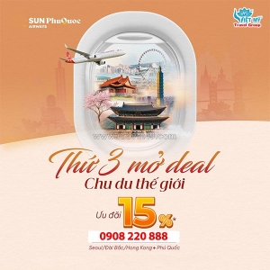Sun phuquoc airways ưu đãi vé thứ 3 hàng tuần