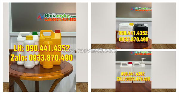 Sx can nhựa 0.5 lít hóa chất, bình nhựa 1 lít tròn, can 2 lít vuông, can nhựa 5 lít đựng dung dịch