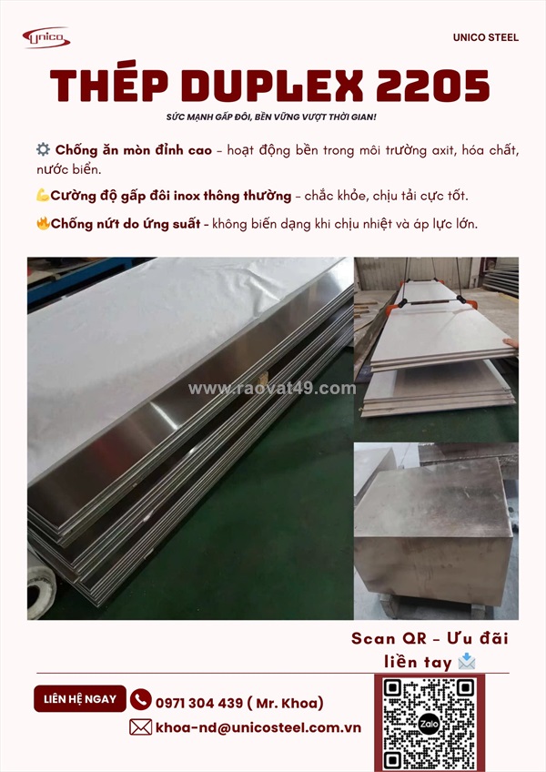 Thép duplex 2205 nhập khẩu chính ngạch: giải pháp siêu vật liệu chịu lực gấp đôi và kháng ăn mòn vượt trội cho cấu kiện cơ khí chính xác