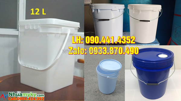 Thùng đựng sơn 10 lít nhựa pp, thùng sơn 12 lít màu sắc đa dạng