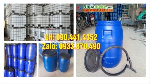 Thùng phuy nhựa 220 lít nhập khẩu, thùng phuy nhựa 120 lít đựng chất thải công nghiệp