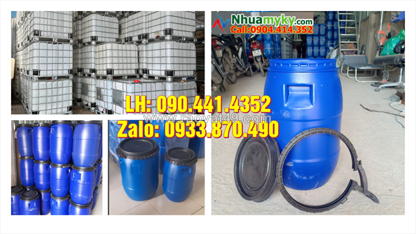 Thùng phuy nhựa 220 lít nhập khẩu, thùng phuy nhựa 120 lít đựng chất thải công nghiệp
