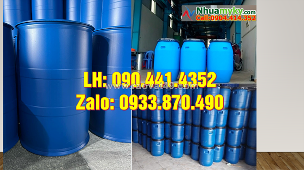 Thùng phuy nhựa 220 lít nhập khẩu, thùng phuy nhựa 120 lít đựng chất thải công nghiệp